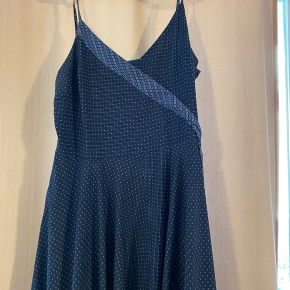 Banana Republic Silk Asymmetrical Dress Blue Homecoming Cocktail Holiday 12 - Picture 1 of 10